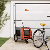 Prolenta Maison Exclusive - Remorque pour vélo, pour chiens, couleurs orange et gris. Fabriquée en Oxford et en fer