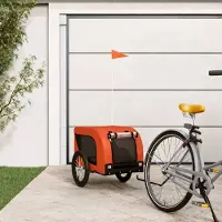 Prolenta Remorque de vélo exclusive - pour chiens, couleurs orange et noir. Fabriquée en tissu Oxford et en fer