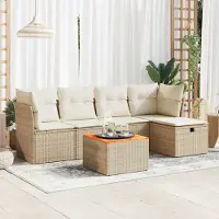 Prolenta Maison Exclusive - Ensemble de salon de jardin 6 pièces avec coussins, polyrotin beige