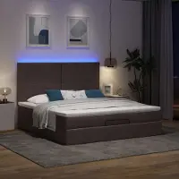 Prolenta Maison Exclusive - Cadre de lit ottoman avec matelas brun foncé 200 x 200 cm textile