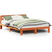 vidaXL Lit en bois massif sans matelas pin brun cireux 140x200 cm