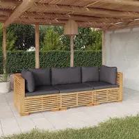 Prolenta Maison Exclusive - Ensemble de salon de jardin 3 pièces avec coussins, en teck massif