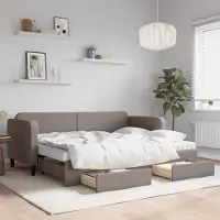 Prolenta Maison Exclusive - Canapé-lit convertible avec tiroirs, taupe, 80 x 200 cm, tissu