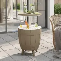 The Living Store Table 3 en 1 avec glacière Marron clair Polypropylène