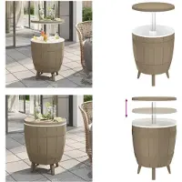 vidaXL Table 3 en 1 avec glacière Marron clair Polypropylène - Table avec glacière - Tables avec glacière - Table avec fonction de refroidissement - Table avec refroidisseur de boissons