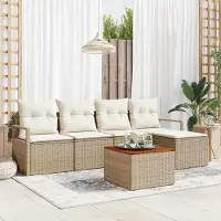 Prolenta Maison Exclusive - Ensemble de canapé de jardin pour 6 personnes. Rotin synthétique beige et crème