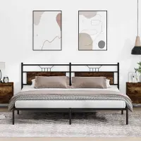Prolenta Lit exclusif - Structure de lit sans matelas, en bois massif de chêne fumé, dimensions 193x203 cm