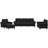 Syfax Ensemble de canapés 4 pcs avec coussins Noir Velours