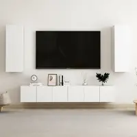 vidaXL Ensemble simple de 5 meubles TV Blanc Bois composite - 7479158