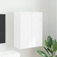 Prolenta Meuble TV mural exclusif - 59,5 x 31 x 80 cm - Blanc - Panneau de particules
