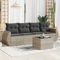 Prolenta Maison Exclusive - Salon de jardin 5 pcs avec coussins gris clair résine tressée