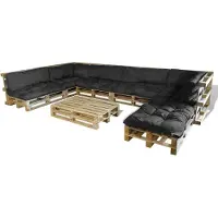vidaXL Best Möbel Pallet Canapé Coussin 13 pcs Noir 120 x 80 x 10 cm Tissu - Housses pour meubles de jardin CL6448336 3parcel