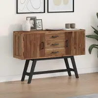 Prolenta Meuble TV exclusif - Dimensions : 110 x 30 x 75 cm - Bois massif teck naturel