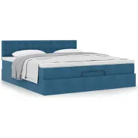 vidaXL 2025 Cadre de lit moderne avec sommier à lattes - Lit ottoman avec matelas bleu foncé 180x200 cm velours - Lits classiques,Design 1325107 5parcel