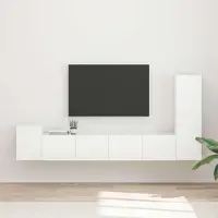 Prolenta Meuble TV exclusif - Ensemble de 3 pièces en bois stratifié blanc brillant