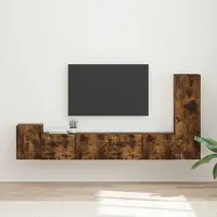 Prolenta Meuble TV exclusif - Ensemble de 3 pièces en bois stratifié imitation chêne fumé