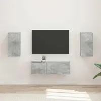 Prolenta Ensemble de 4 étagères murales pour télévision, design exclusif, en béton gris et panneaux de particules