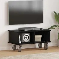 Prolenta Meuble TV exclusif - Dimensions : 68,5 x 35 x 35 cm - Couleur : noir - Aspect bois en imitation chêne - Matériau : bois composite
