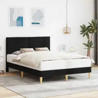 Prolenta Maison Exclusive - Cadre de lit avec tête de lit Noir 140 x 190 cm Tissu