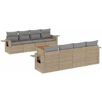 Syfax Salon de jardin avec coussins 9 pcs beige résine tressée