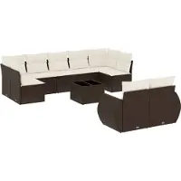 Sonstiges Salon de jardin 10 pcs avec coussins marron résine tressée