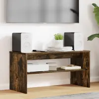 Prolenta Meuble TV exclusif - Dimensions : 80 x 35 x 40 cm - Bois stratifié imitation chêne fumé