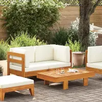 Prolenta Maison Exclusive - Ensemble de salon de jardin 2 pièces avec coussins blanc crème, en bois d'acacia