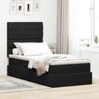 Prolenta Maison Exclusive - Lit coffre avec matelas noir 90 x 190 cm, velours