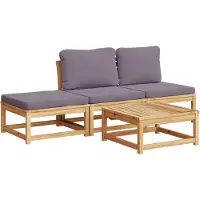 Syfax Salon de jardin 4 pcs avec coussins Bois d'acacia solide
