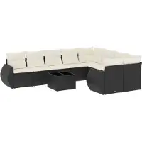 Syfax Salon de jardin 10 pcs avec coussins noir résine tressée