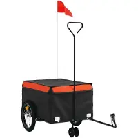 Syfax Remorque de vélo noir et orange 45 kg fer