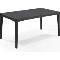 Allibert by KETER Table de jardin rectangulaire, 160 x 90 x 74 cm, 6 personnes, résine imitation rotin tressé, gris graphite