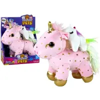 Lean Toys Licorne en peluche, animal endormi, berceuse rose avec étoiles