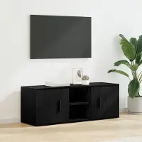 Prolenta Meuble TV exclusif - Dimensions : 100 x 31,5 x 35 cm - Couleur : Noir, imitation chêne