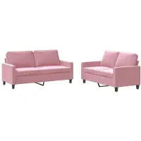 Syfax Ensemble de canapés 2 pcs avec coussins Rose Velours