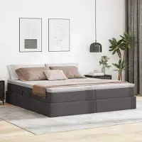 Prolenta Maison Exclusive - Lit coffre avec matelas gris 200 x 200 cm Simili cuir