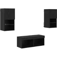 Syfax Meubles TV muraux 4 pcs Chêne noir Bois d'ingénierie