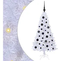 Syfax Sapin de Noël artificiel avec 150 LED Blanc 120 cm PVC et Acier