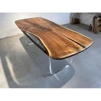 AEA Table basse River Table Table de rivière en bois massif époxy 140x60