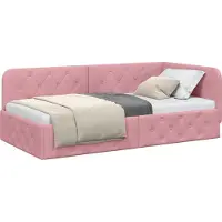 Syfax Cadre de lit d'angle Rosa 90 x 190 cm, velours
