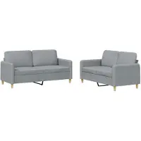Syfax Ensemble de canapés 2 pcs avec coussins Gris clair Tissu