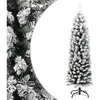 Syfax Sapin de Noël artificiel mince flocon de neige vert 120 cm PVC