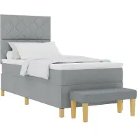 vidaXL Lit boxspring avec matelas gris clair 90 x 200 cm Tissu