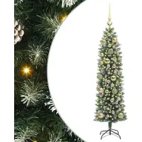 Syfax Arbre de Noël artificiel slim avec 150 LED Vert et blanc 120 cm