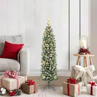 Prolenta Maison Exclusive - Sapin de Noël artificiel élancé, vert et blanc, 120 cm