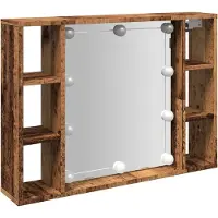 Syfax Armoire à miroir et LED vieux bois 76x15x55cm bois d'ingénierie