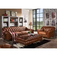 AEA Vintage Chesterfield Sofagarnitur Couch Polster Sofa Leder 3+1 Sitzer Set 2tlg.