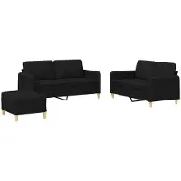 Syfax Ensemble de canapés 3 pcs avec coussins Noir Tissu