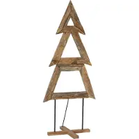 Syfax Sapin de Noël avec support Marron 181 cm Bois de teck solide