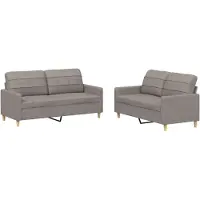 Syfax Ensemble de canapés 2 pcs avec coussins Taupe Tissu